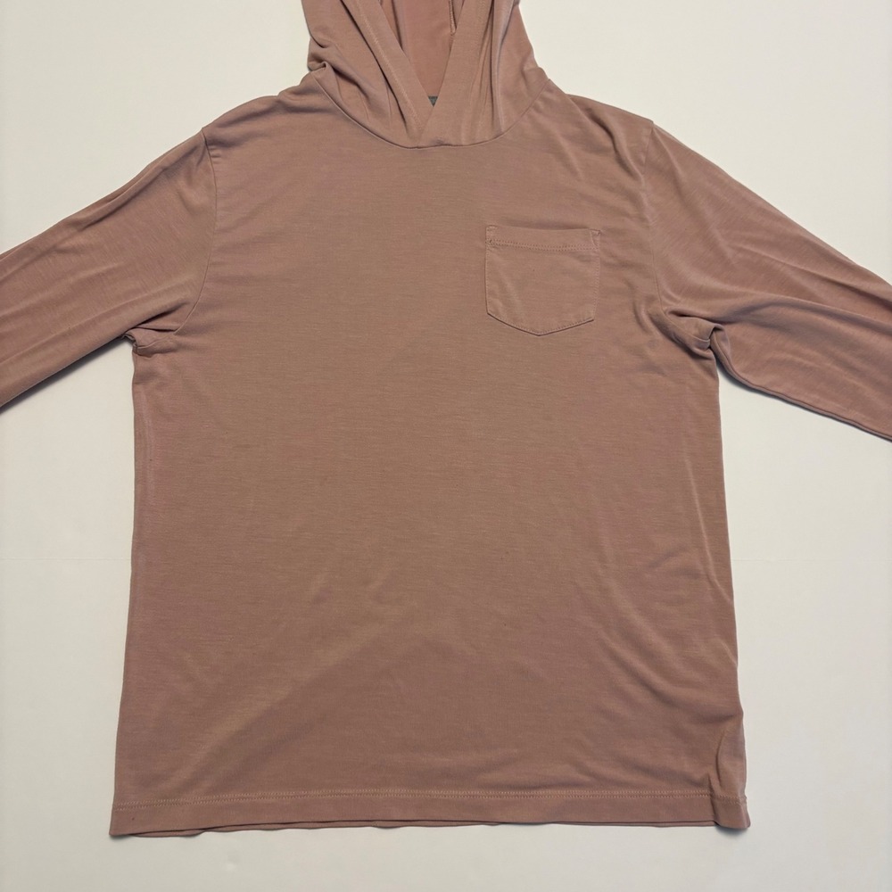 Free Fly Hooded Long Sleeve Tee Women M 10-12 Pink Bamboo Pocket Hoodie